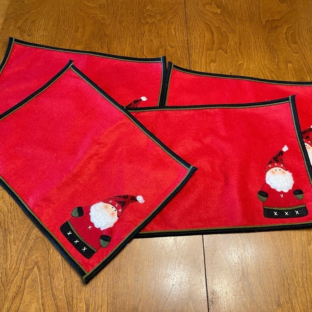 Retro Santa Placemats Set of Four Vintage Santa Table Decor Santa Decor